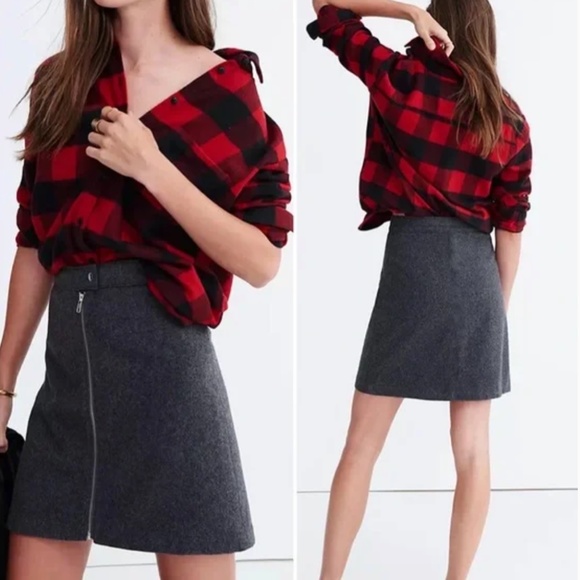 Madewell Dresses & Skirts - Madewell Studio Zip Skirt Gray Wool